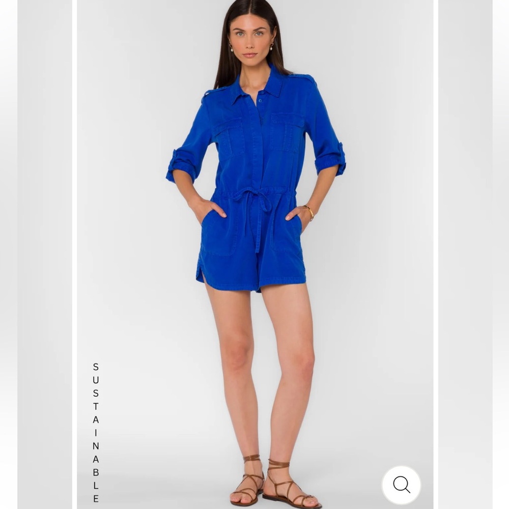 Velvet Heart Luba Romper Cinch Waist Marine Blue  Size M
